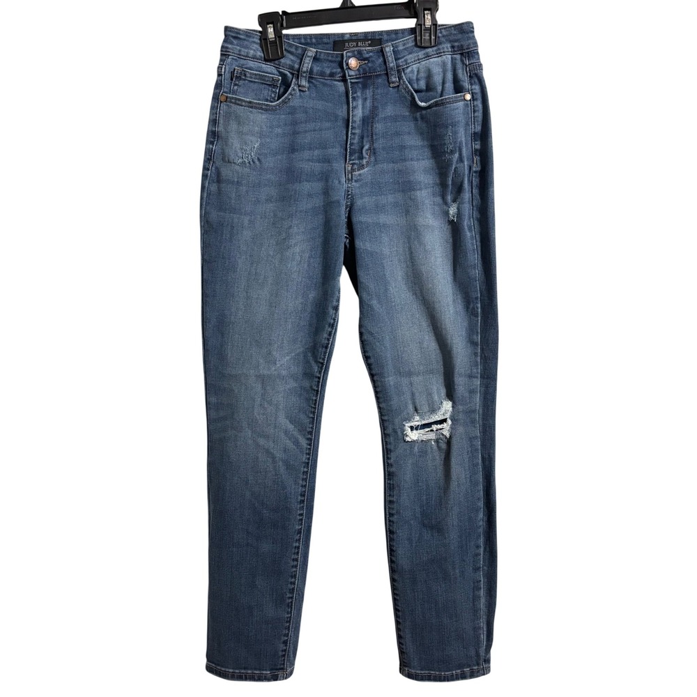 Judy Blue Los Angeles‎ Distressed High Rise Skinny Jeans Medium Wash Blue 5/27